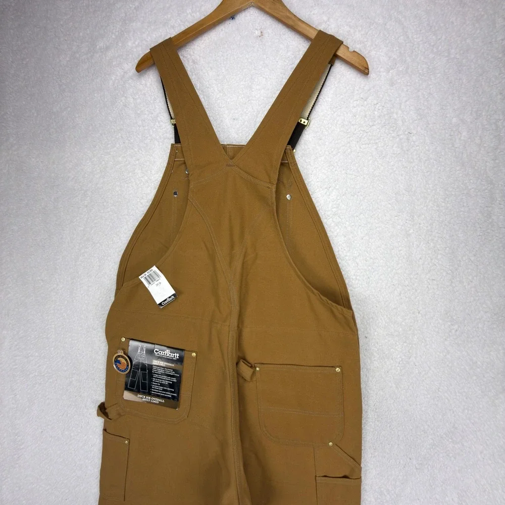 Carhartt Traditional Duck Bibs Overalls Quilt Lined 40x34 R02 BRN Brown NOS NWT